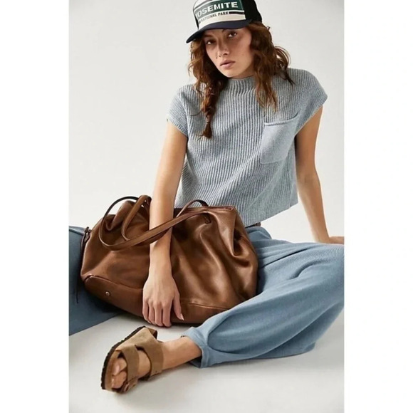 New Free People Freya Set Sweater Top Pants in Sky Blue - Picture 1 of 10